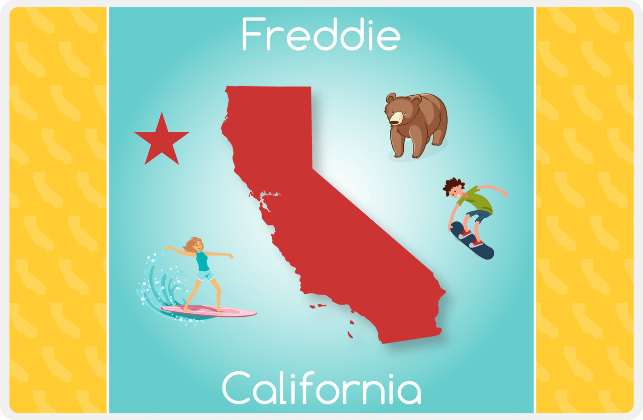 Personalized California Placemat - Teal Background -  View