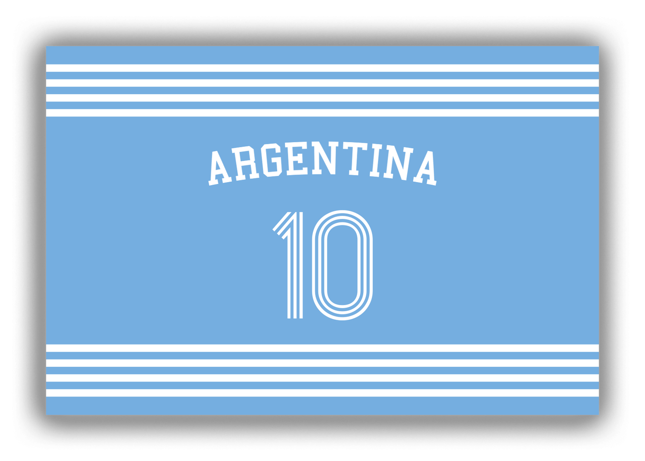 Personalized Canvas Wrap & Photo Print - Jersey Number with Arched Name - Argentina - Triple Stripe - Front View