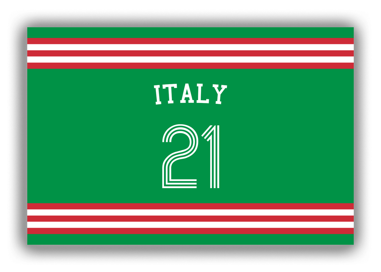 Personalized Canvas Wrap & Photo Print - Jersey Number with Arched Name - Italy - Double Stripe - Front View