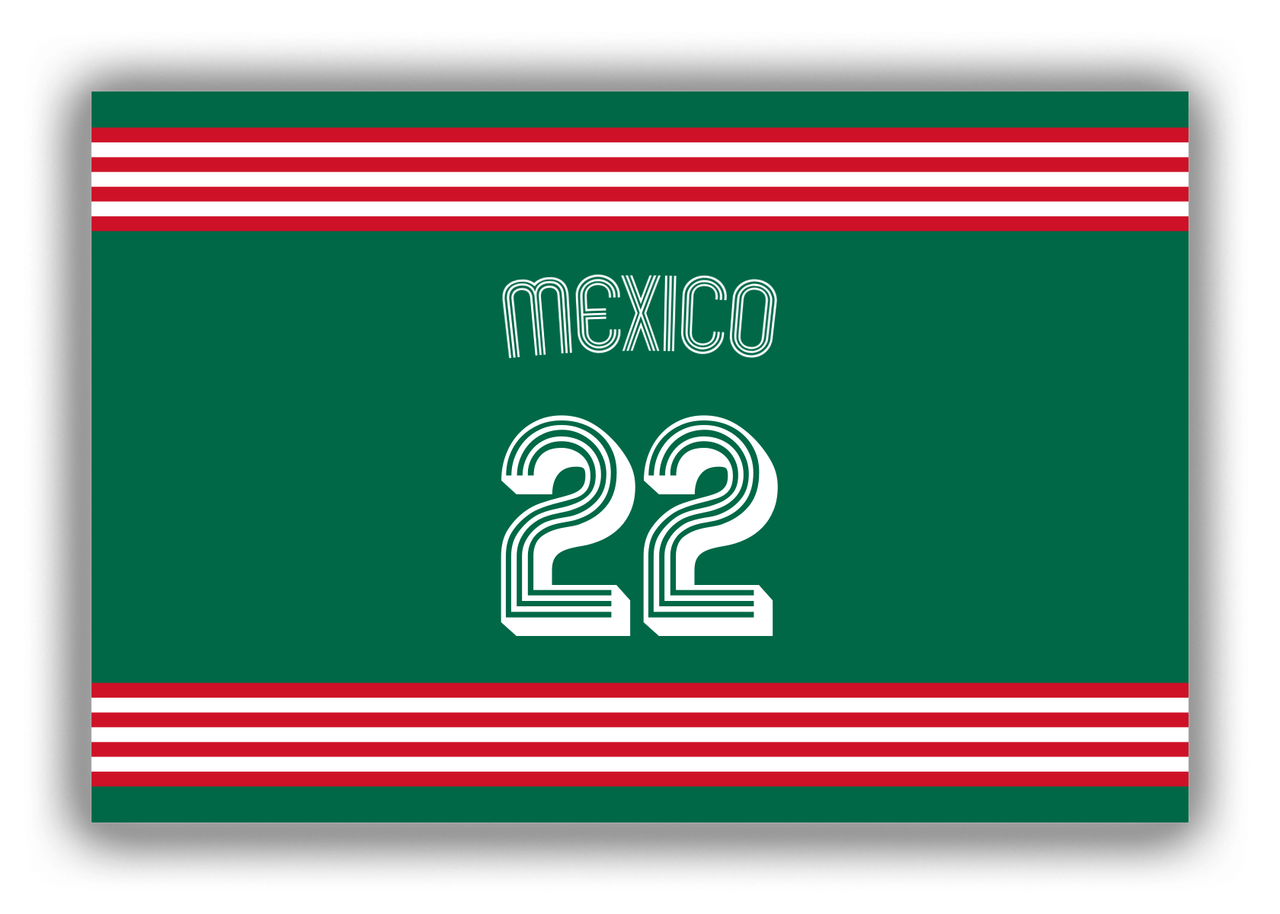 Personalized Canvas Wrap & Photo Print - Jersey Number with Arched Name - Mexico - Triple Stripe - Front View