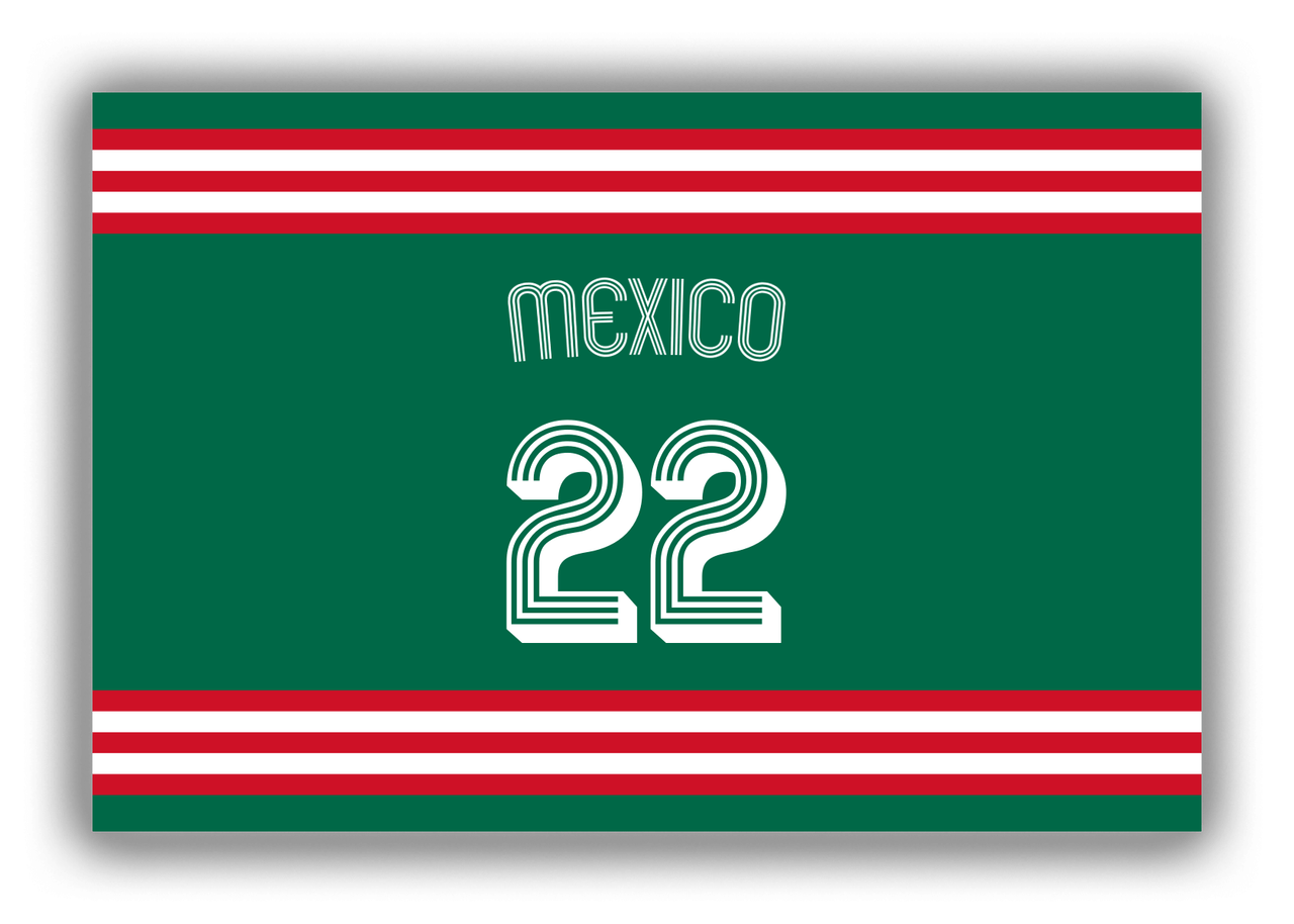 Personalized Canvas Wrap & Photo Print - Jersey Number with Arched Name - Mexico - Double Stripe - Front View