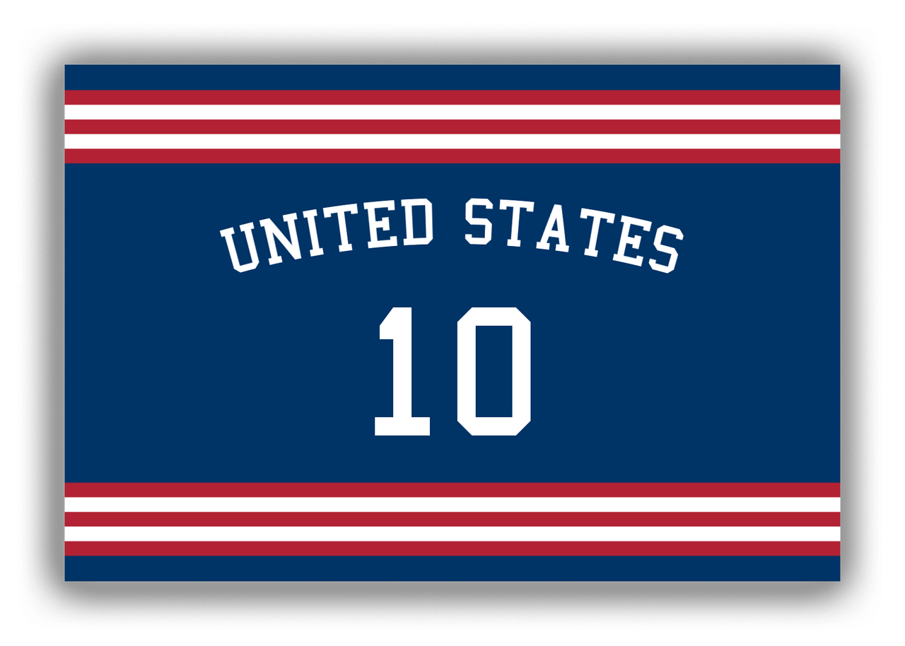 Personalized Canvas Wrap & Photo Print - Jersey Number with Arched Name - United States - Double Stripe - Front View