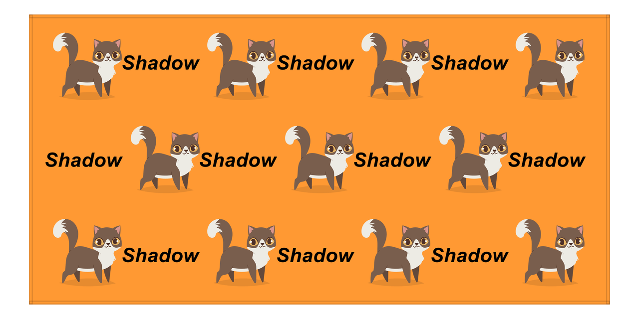 Personalized Cat Beach Towel I - Orange Background - Cat II - Horizontal - Front View