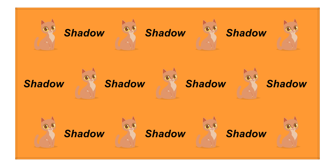 Personalized Cat Beach Towel I - Orange Background - Cat VII - Horizontal - Front View