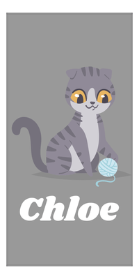 Thumbnail for Personalized Cat Beach Towel II - Grey Background - Cat IV - Vertical - Front View