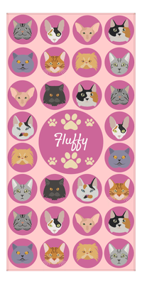 Thumbnail for Personalized Cats Beach Towel I - Circle Cats - Pink Background - Front View