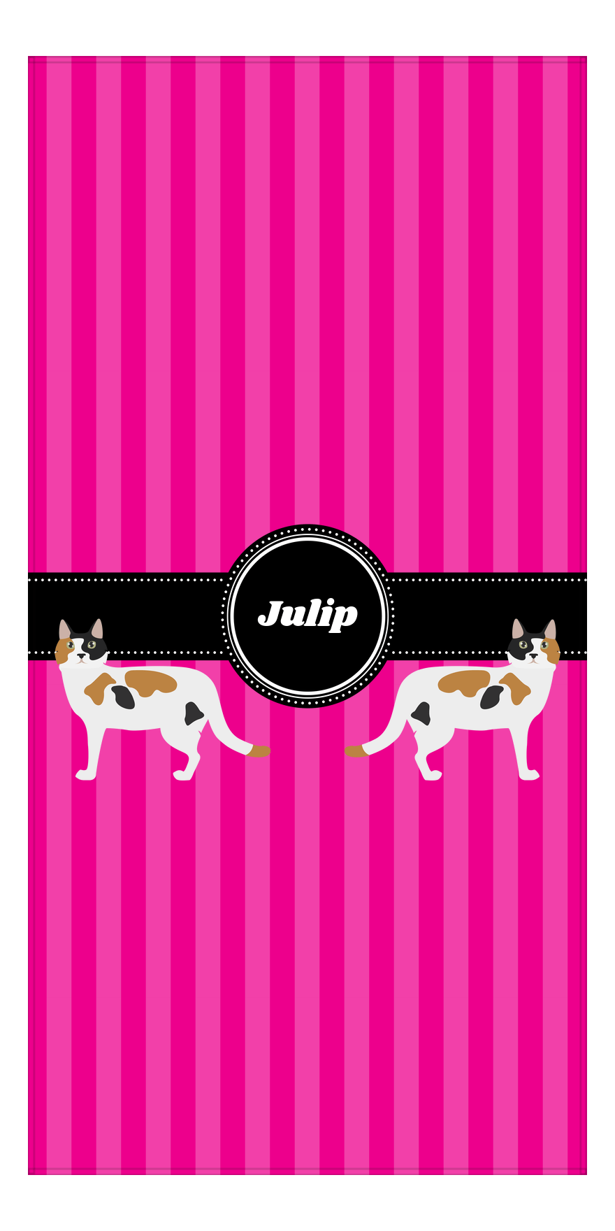 Personalized Cats Beach Towel II - Pink Stripes - Cat VII - Front View