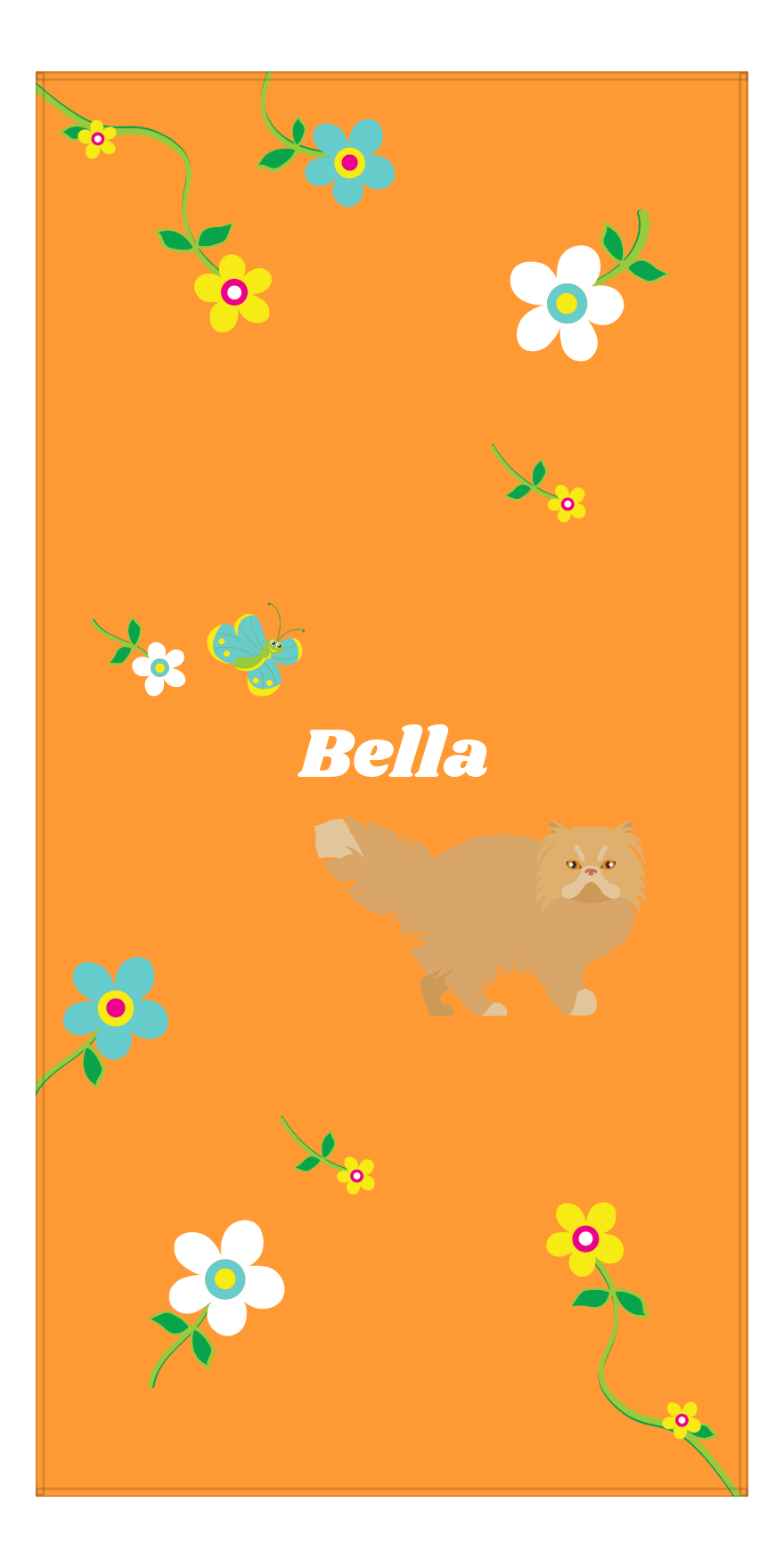 Personalized Cats Beach Towel IX - Flower Feline - Cat II - Front View