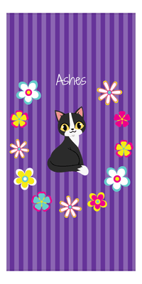 Thumbnail for Personalized Cats Beach Towel XII - Circle of Flowers - Cat IX - Front View