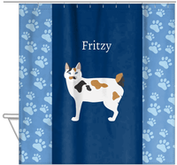 Thumbnail for Personalized Cats Shower Curtain IV - Blue Background - Cat I - Hanging View