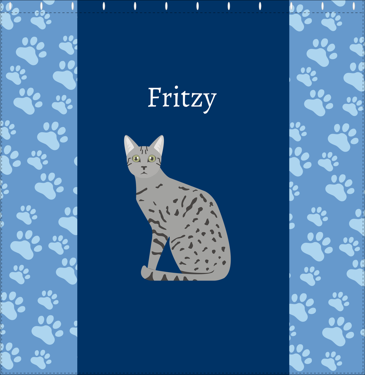 Personalized Cats Shower Curtain IV - Blue Background - Cat III - Decorate View