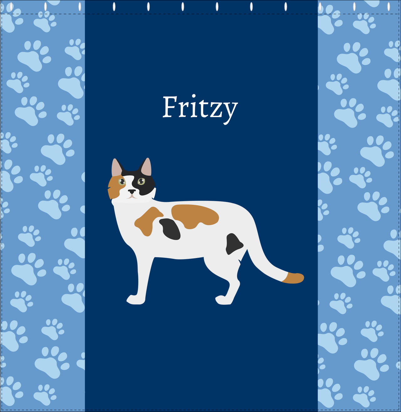 Personalized Cats Shower Curtain IV - Blue Background - Cat VII - Decorate View
