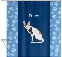 Thumbnail for Personalized Cats Shower Curtain IV - Blue Background - Cat IX - Hanging View