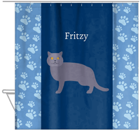Thumbnail for Personalized Cats Shower Curtain IV - Blue Background - Cat X - Hanging View