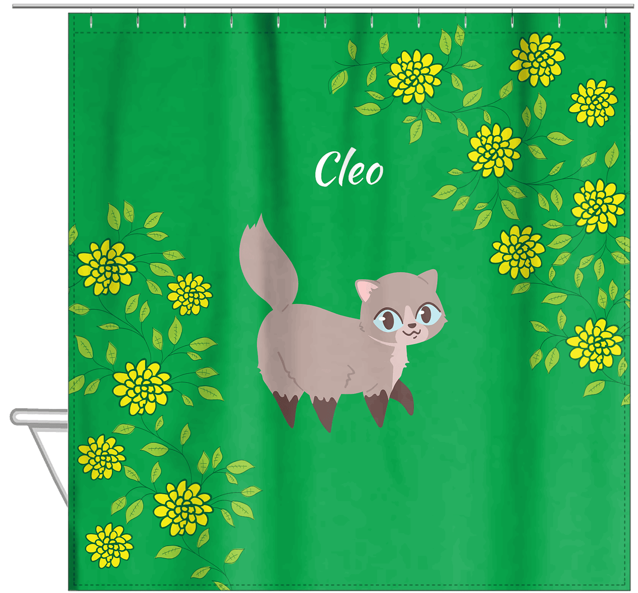 Personalized Cats Shower Curtain XI - Kitten Mums - Cat III - Hanging View