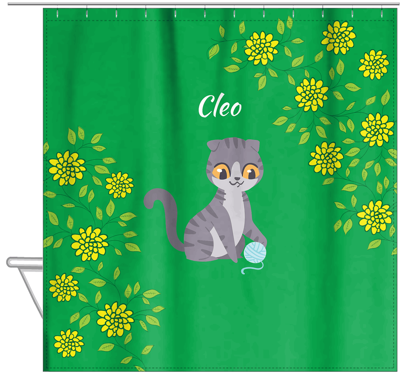 Personalized Cats Shower Curtain XI - Kitten Mums - Cat IV - Hanging View