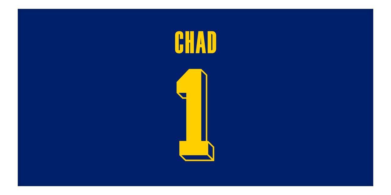 Personalized Chad Jersey Number Beach Towel - Blue - Front View