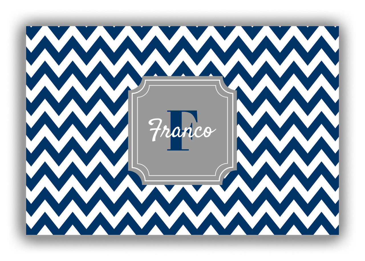 Personalized Chevron Canvas Wrap & Photo Print II - Blue with Stamp Nameplate - Front View