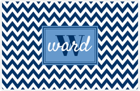 Thumbnail for Personalized Chevron III Placemat - Name Over Initial - Blue and White - Rectangle Nameplate -  View