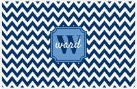 Thumbnail for Personalized Chevron III Placemat - Name Over Initial - Blue and White - Stamp Nameplate -  View