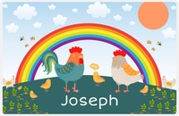 Thumbnail for Personalized Chickens Placemat XII - Rainbow Hello - Blue Background -  View