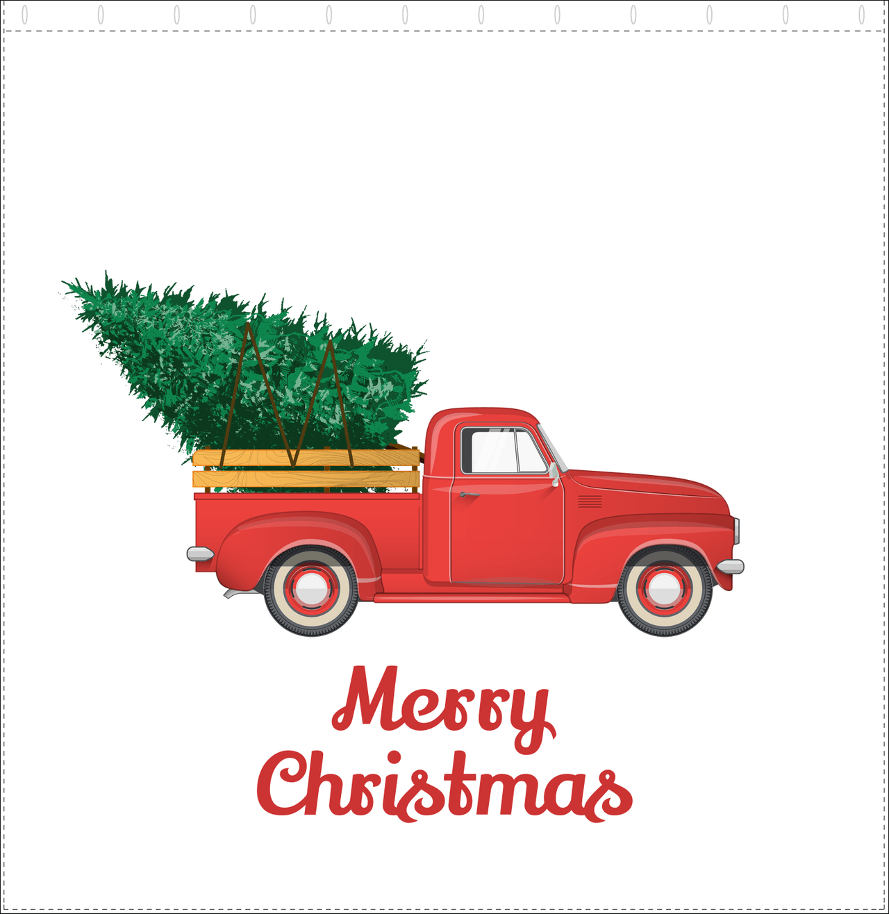 Personalized Christmas Shower Curtain - Old Red Truck with Christmas Tree - Decorate View