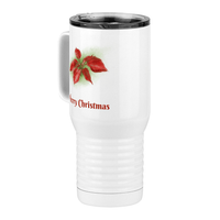 Thumbnail for Personalized Christmas Poinsettia Travel Coffee Mug Tumbler with Handle (20 oz) - 2-sided print - Front Left View
