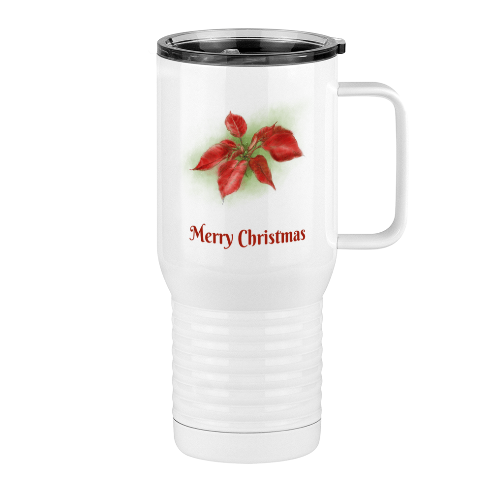 Personalized Christmas Poinsettia Travel Coffee Mug Tumbler with Handle (20 oz) - 2-sided print - Right View