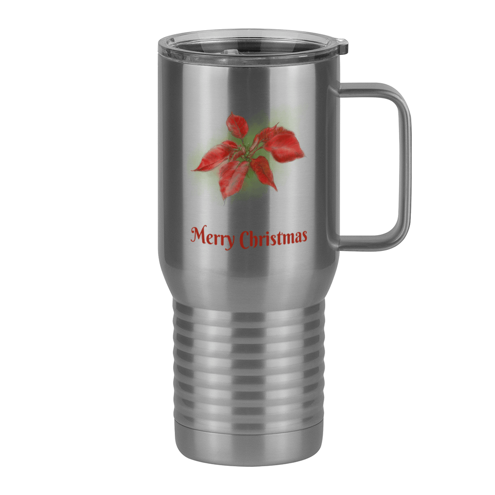 Personalized Christmas Poinsettia Travel Coffee Mug Tumbler with Handle (20 oz) - 2-sided print - Right View