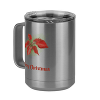 Thumbnail for Personalized Christmas Poinsettia Coffee Mug Tumbler with Handle (15 oz) - 2-sided print - Front Left View