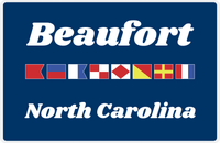 Thumbnail for Personalized City & State Nautical Flags Placemat - Blue Background - White Border Flags - Beaufort, North Carolina -  View