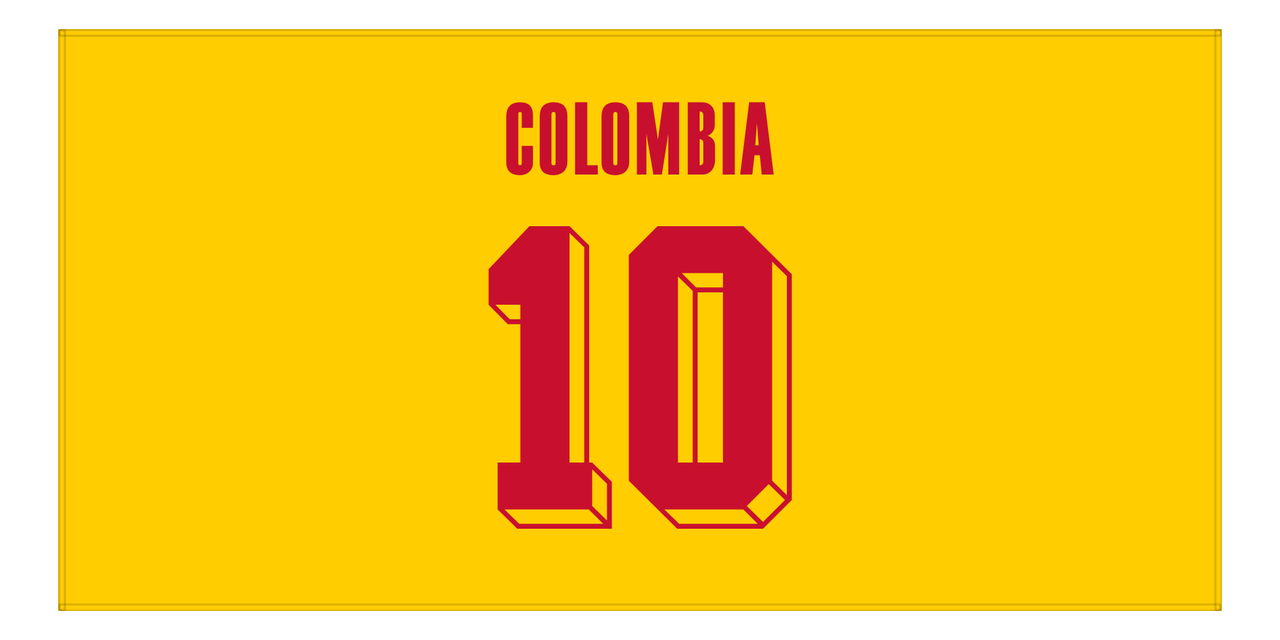 Personalized Colombia Jersey Number Beach Towel - Yellow - Front View