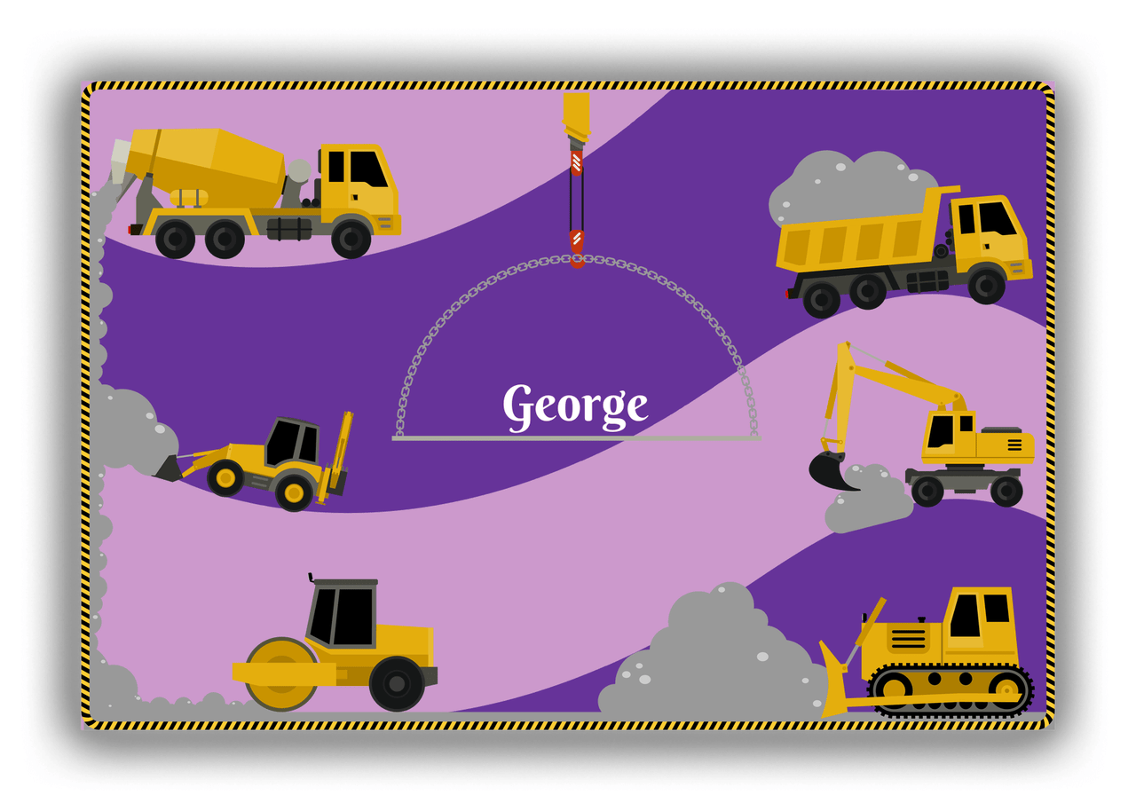 Personalized Construction Truck Canvas Wrap & Photo Print VII - Purple Background - Front View