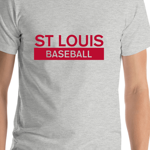 Custom St Louis Baseball T-Shirt - Grey - Shirt Close-Up View
