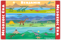 Thumbnail for Personalized Dinosaur Evolution Placemat I - Mesozoic Era - Red Sidebars -  View