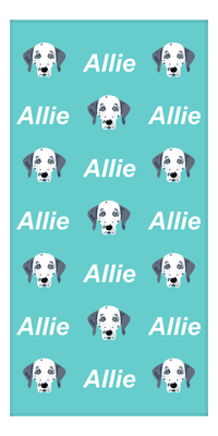 Thumbnail for Personalized Dog Beach Towel - Teal Background - Dalmatian - Vertical - Front View