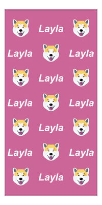 Thumbnail for Personalized Dog Beach Towel - Pink Background - Shiba Inu - Vertical - Front View
