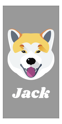 Thumbnail for Personalized Dog Beach Towel II - Grey Background - Shiba Inu - Vertical - Front View