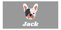Thumbnail for Personalized Dog Beach Towel II - Grey Background - French Bulldog - Horizontal - Front View