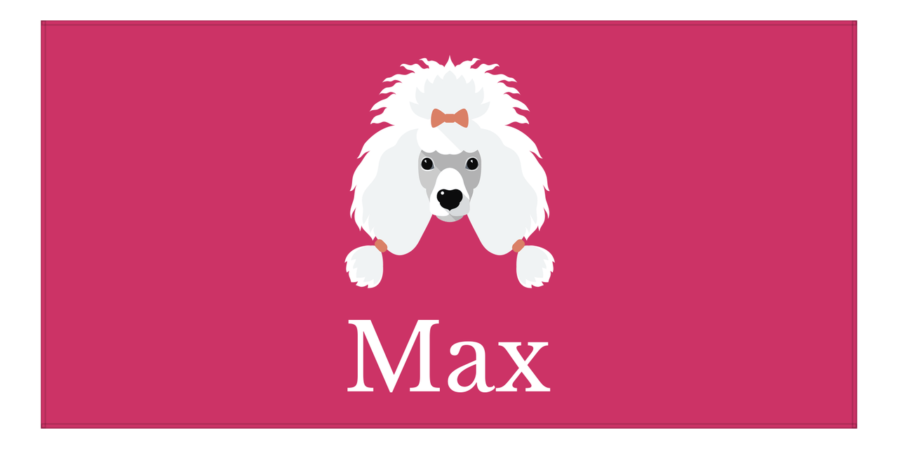 Personalized Dog Beach Towel II - Pink Background - Poodle - Horizontal - Front View