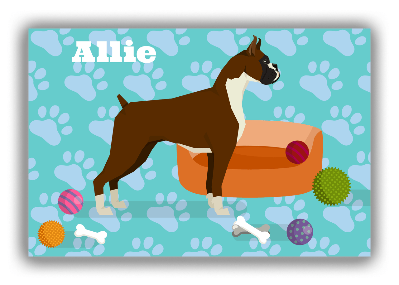 Personalized Dogs Canvas Wrap & Photo Print I - Teal Background - Boxer - Front View