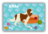 Thumbnail for Personalized Dogs Canvas Wrap & Photo Print I - Teal Background - Cavalier King Charles Spaniel - Front View