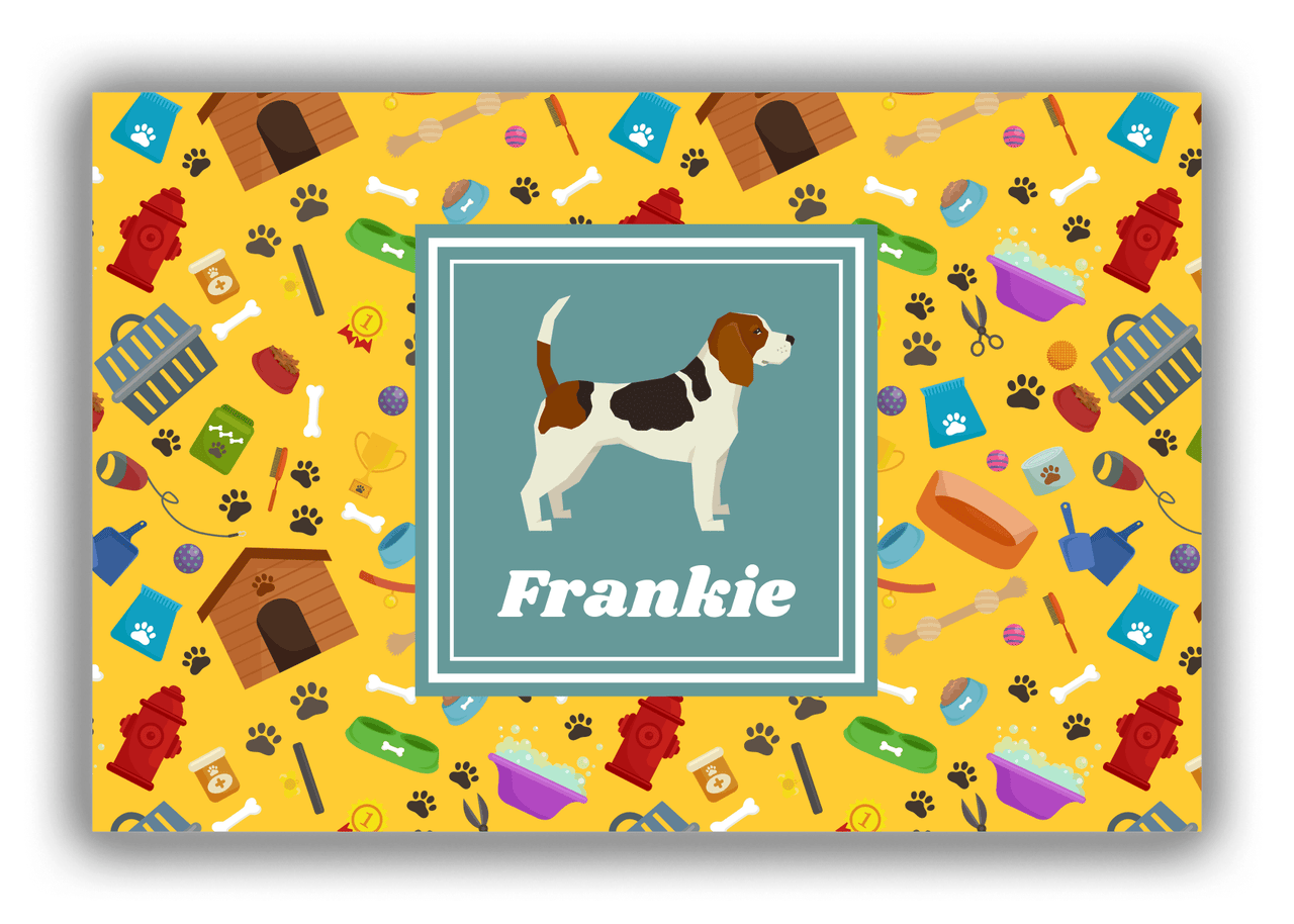 Personalized Dogs Canvas Wrap & Photo Print VI - Yellow Background - Beagle - Front View