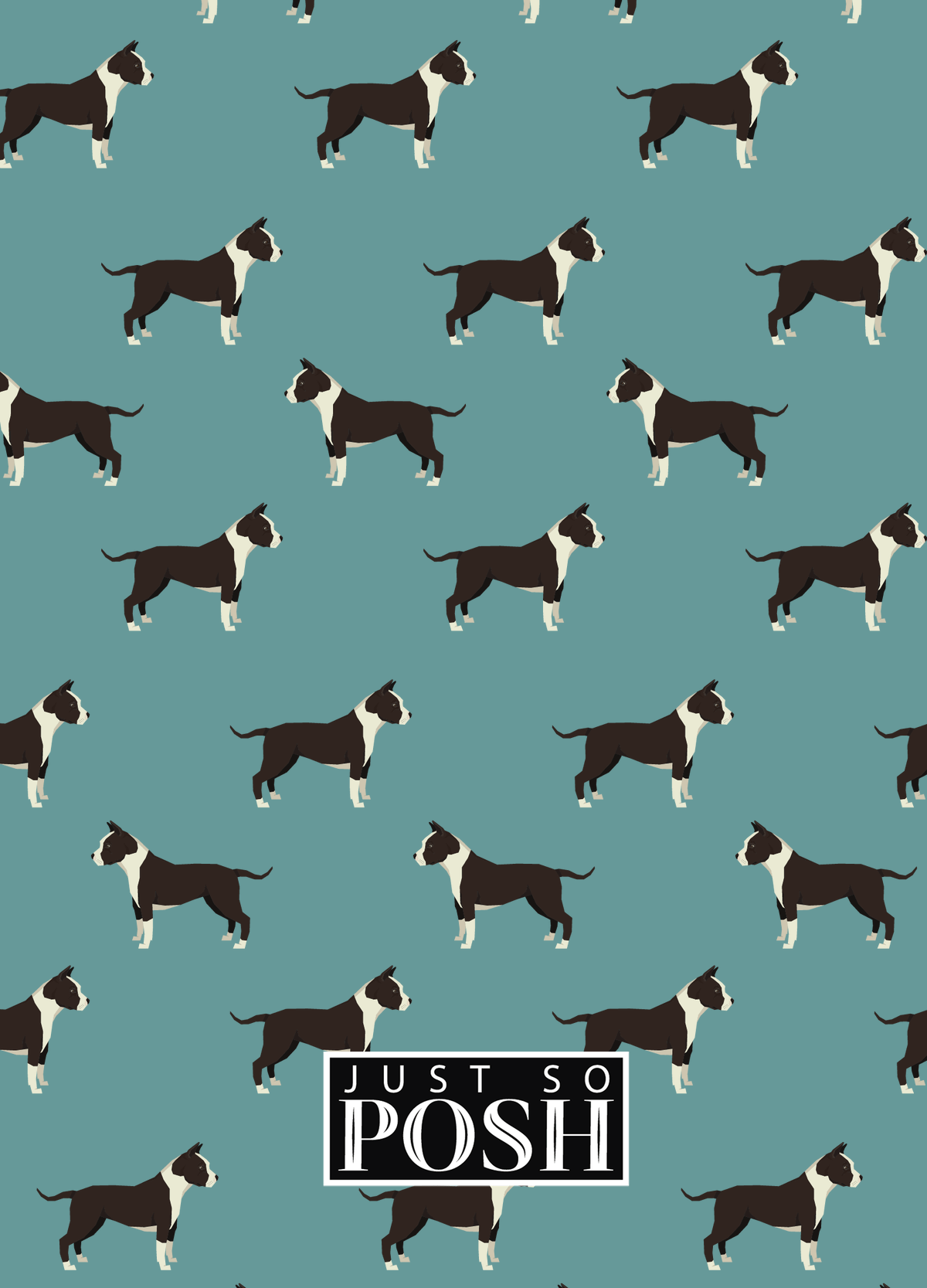 Personalized Dogs Journal IX - Teal Background - American Staffordshire Terrier - Back View