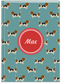 Thumbnail for Personalized Dogs Journal IX - Teal Background - Basset Hound - Front View