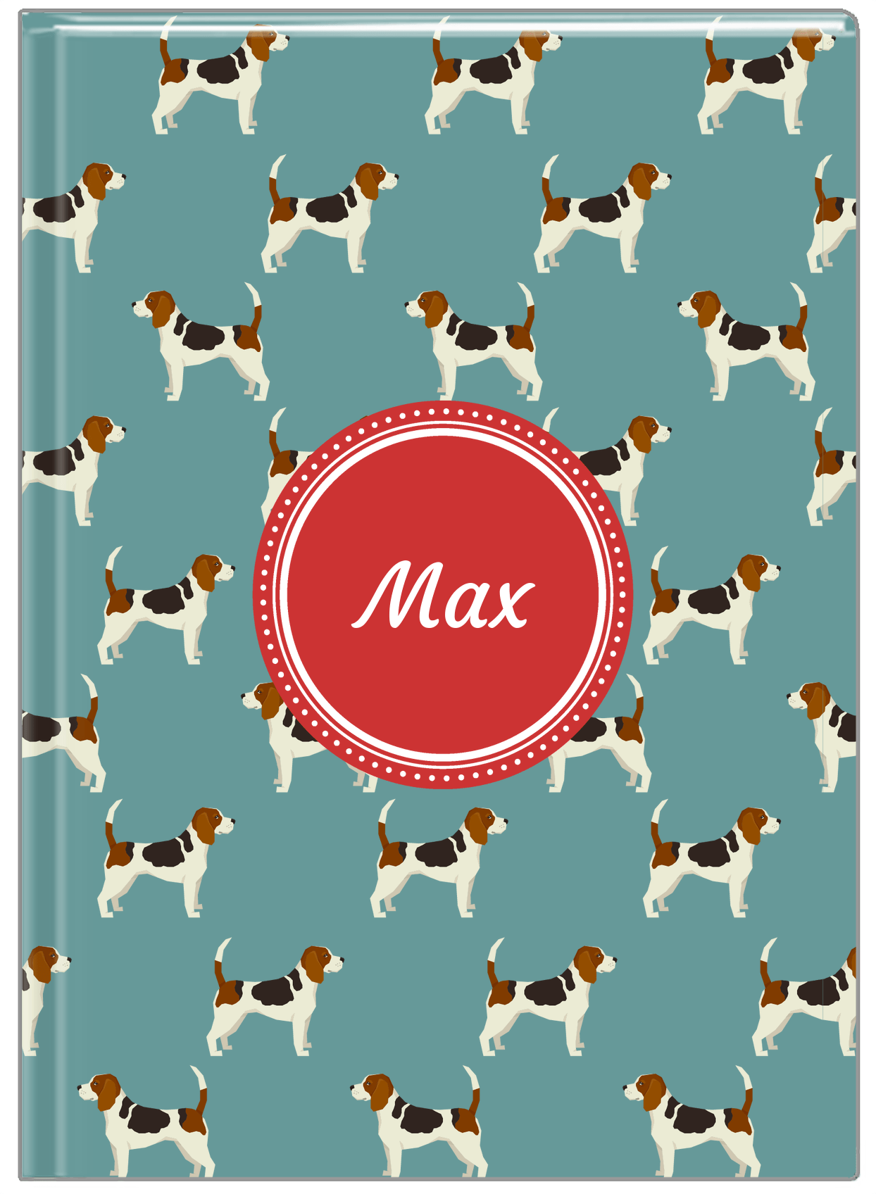 Personalized Dogs Journal IX - Teal Background - Beagle - Front View