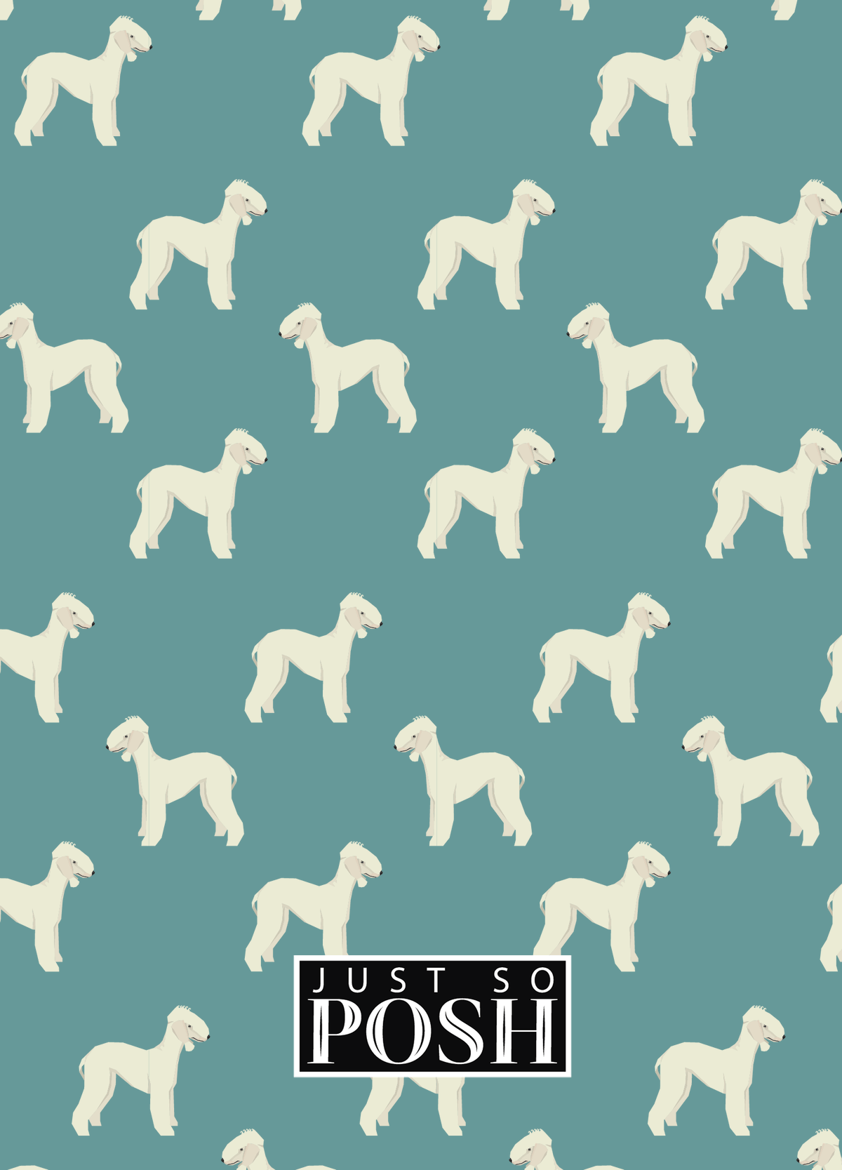 Personalized Dogs Journal IX - Teal Background - Bedlington Terrier - Back View