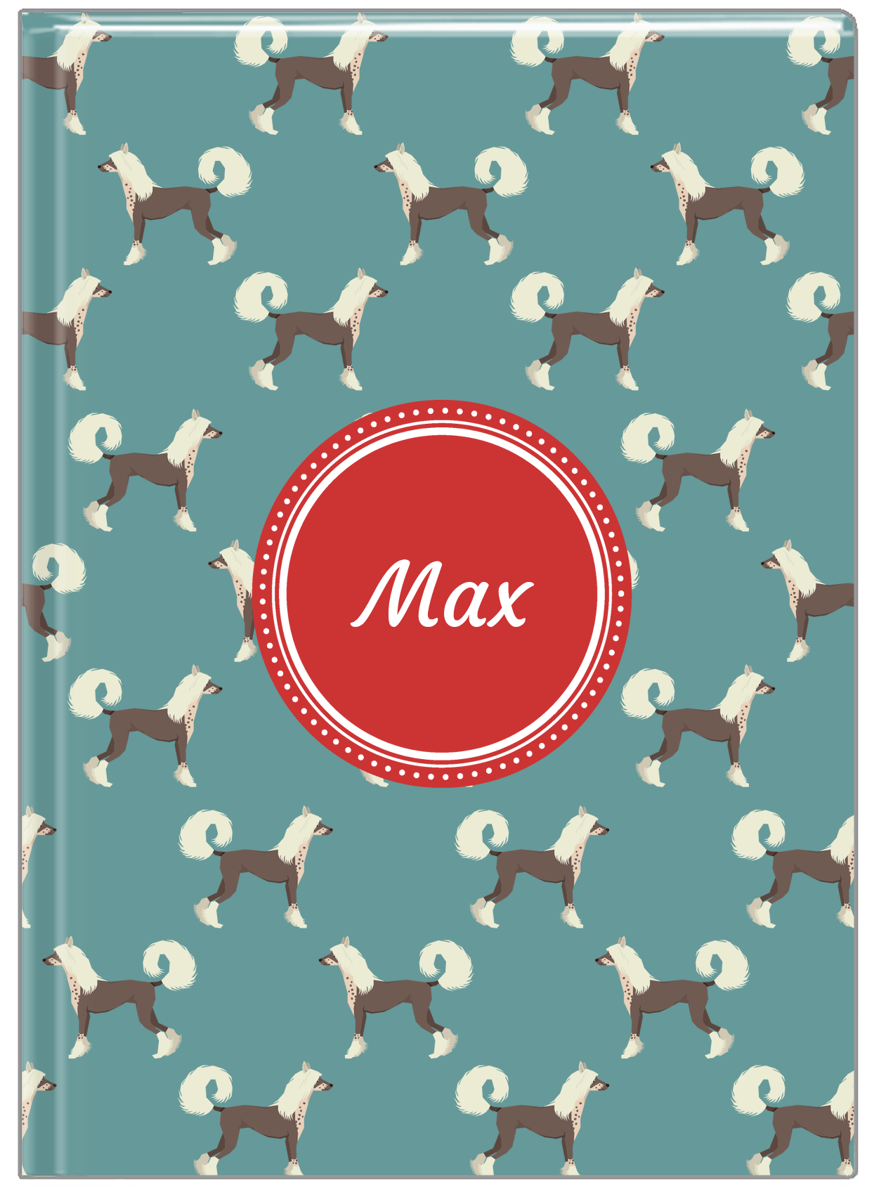 Personalized Dogs Journal IX - Teal Background - Chinese Crested Dog - Front View