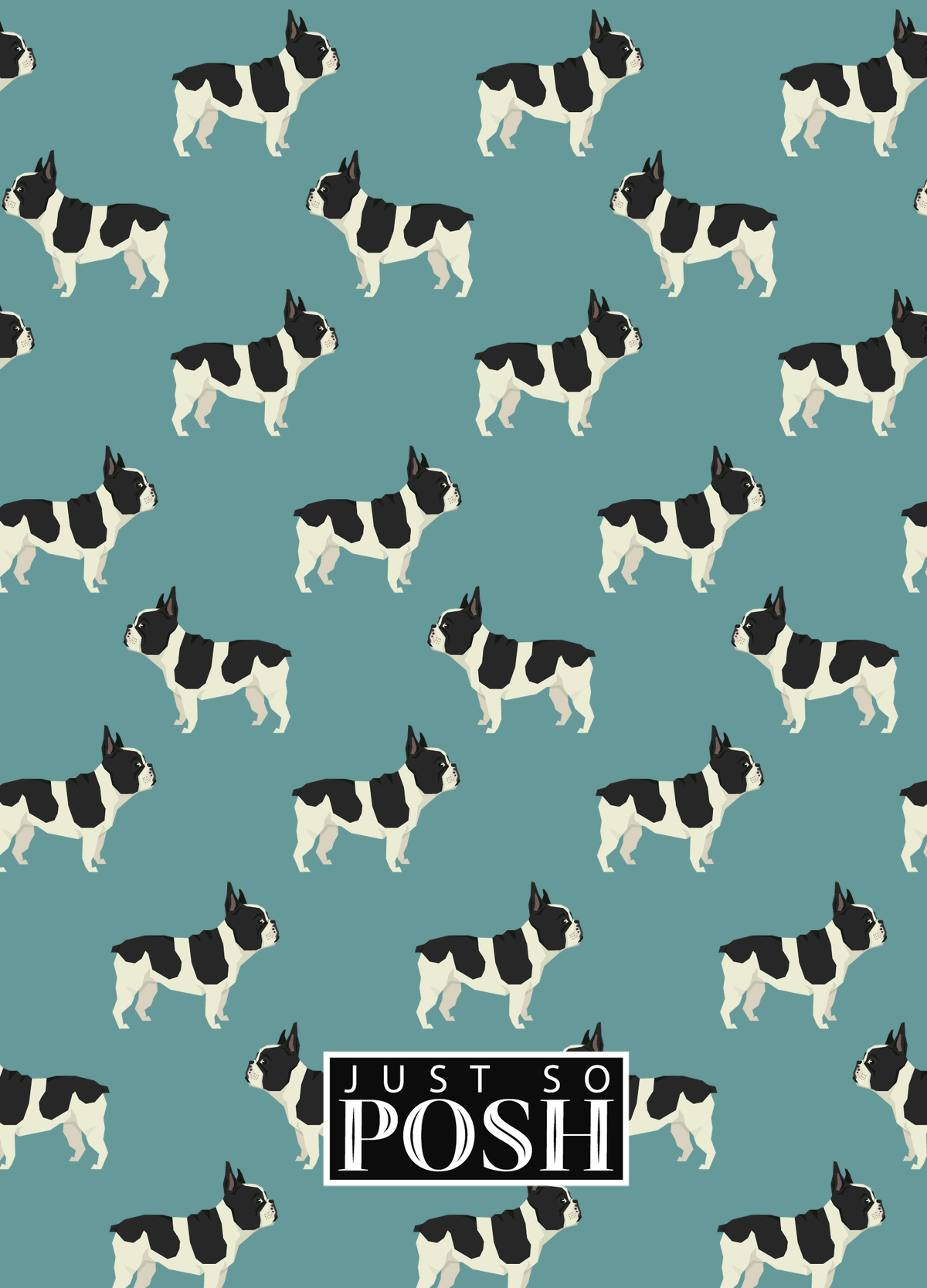 Personalized Dogs Journal IX - Teal Background - French Bulldog - Back View