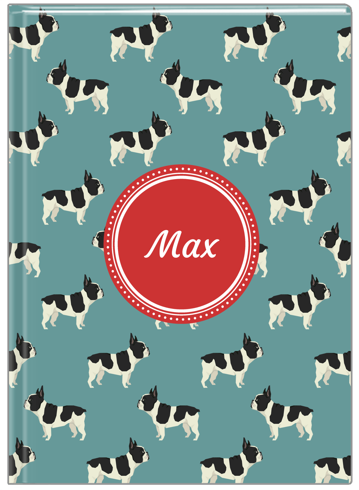 Personalized Dogs Journal IX - Teal Background - French Bulldog - Front View